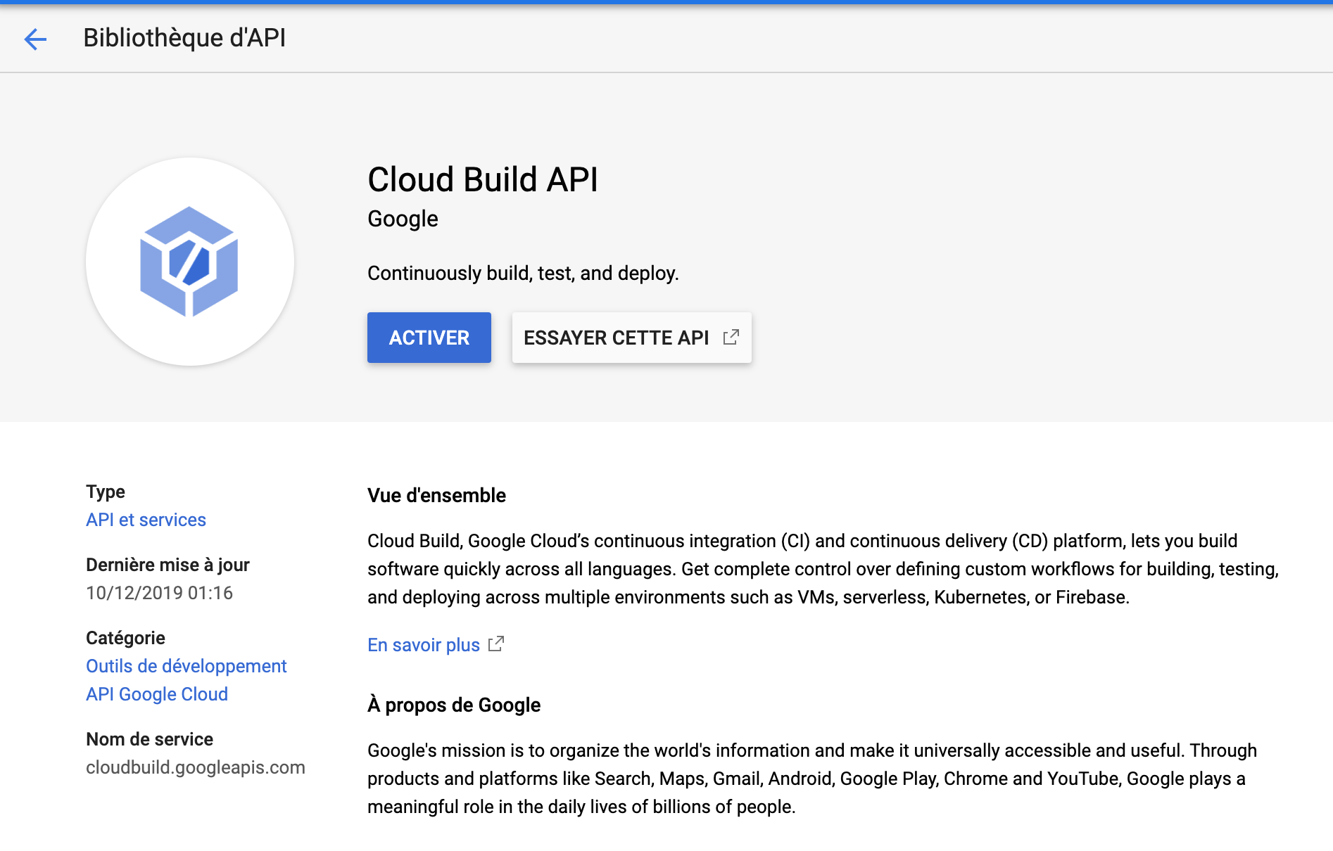 Cloud Build API