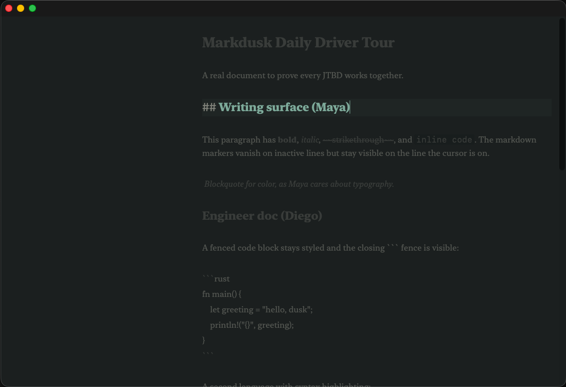 Focus mode with paragraph dim