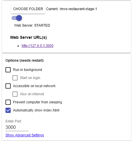 Web Server for Chrome Setup