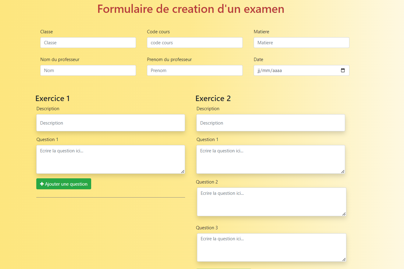 Screenshot page examen