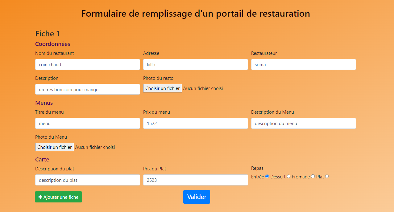 Screenshot page examen