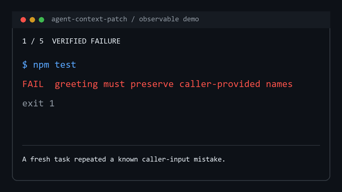 Short terminal demo: verified failure to safe context reuse