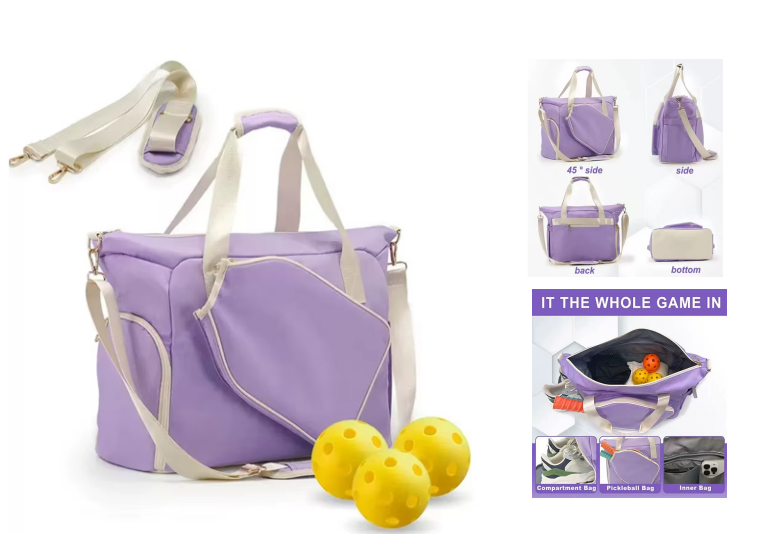 Tennis Racket Tote Bag – Stylish Multi-Pocket Design