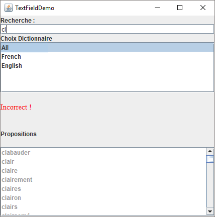 Figure 1 : Recherche dans tous les dictionnaires