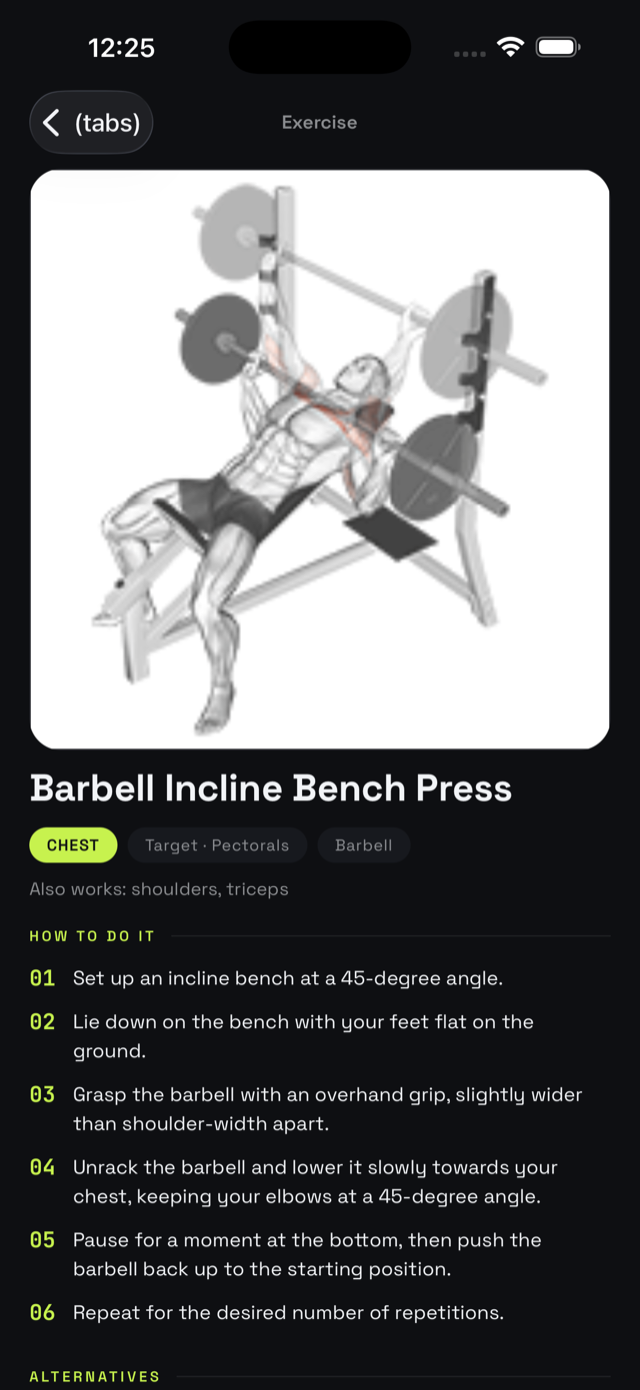 Exercise instructions and demo