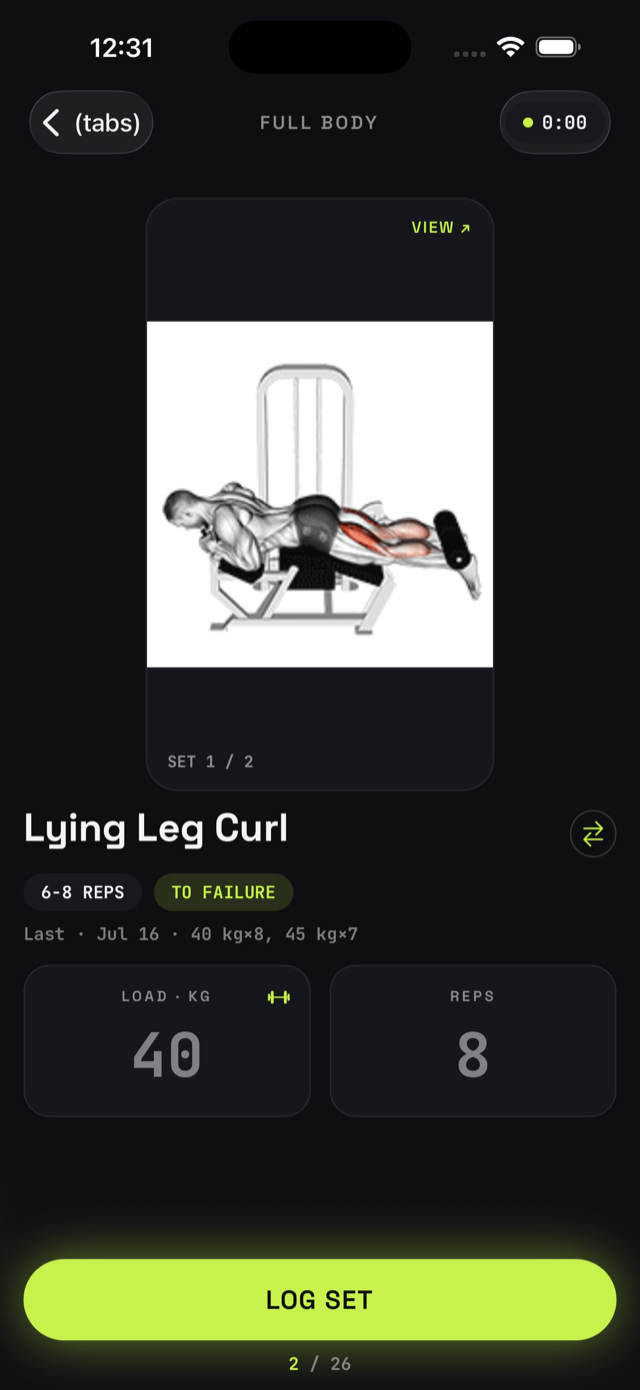 Workout set logger