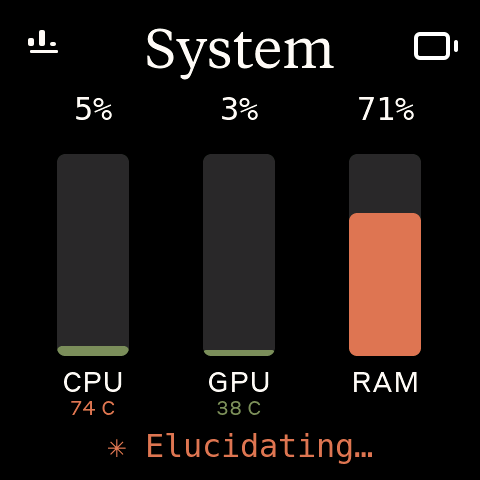 Host CPU, GPU, RAM, and temperatures