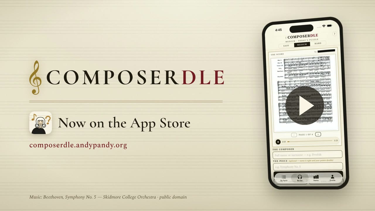 Play the 25-second Composerdle launch video