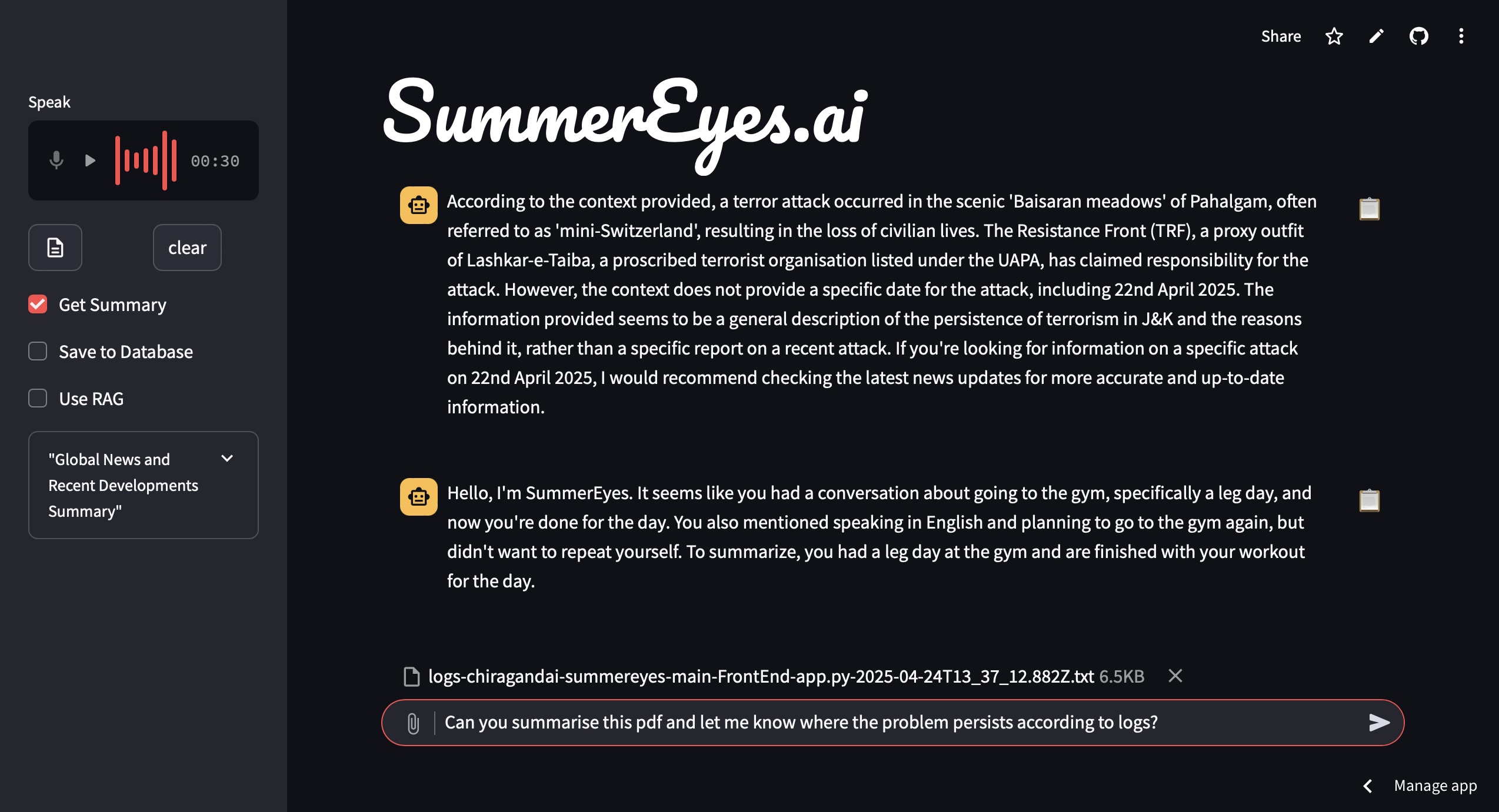 Summarisation + Query