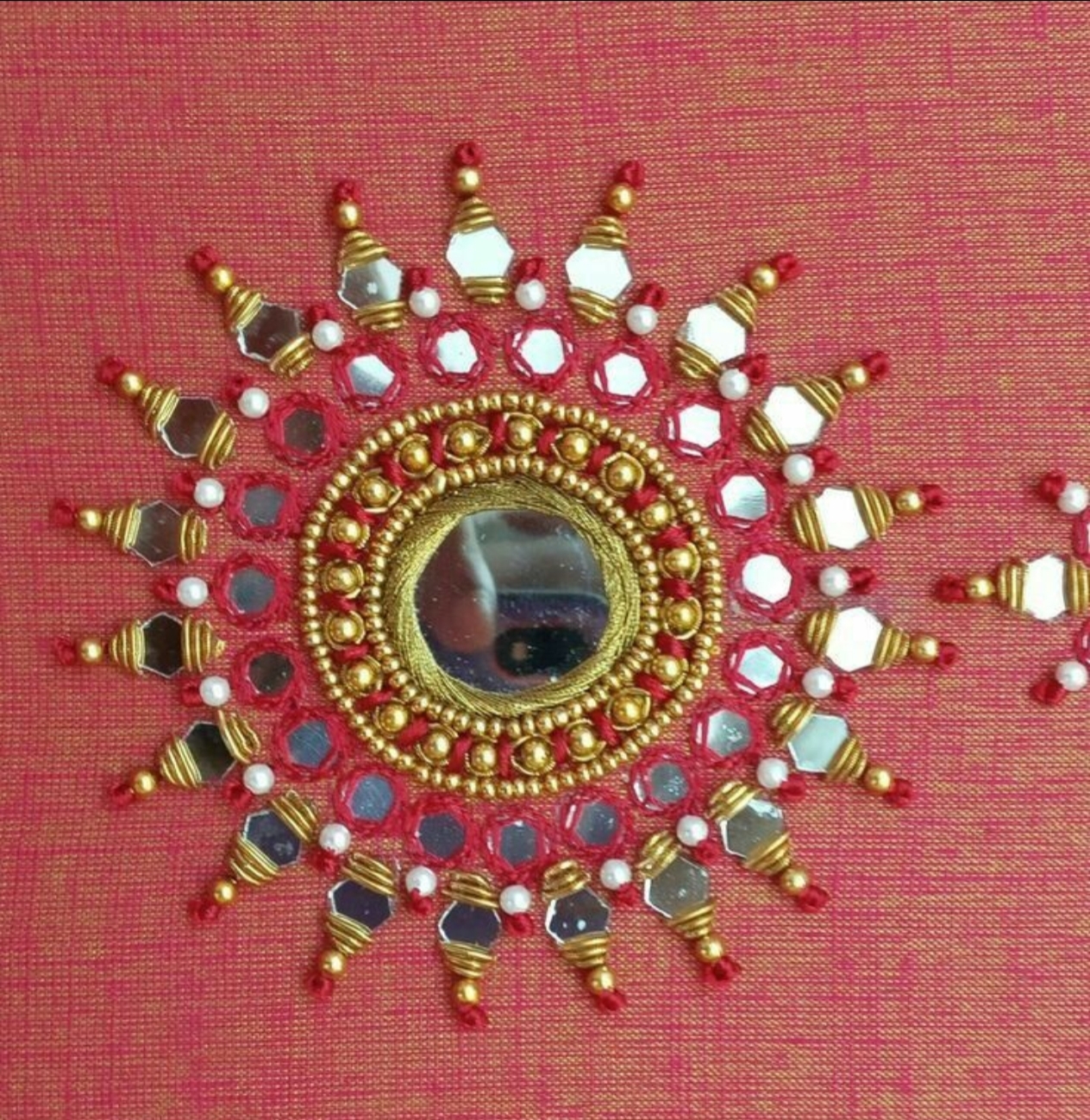 Shisha Mirror Aari Work