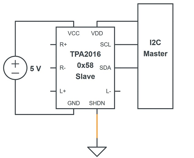 I2C Wiring of the TPA2016 amplifier