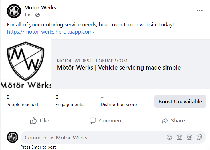 Motor-werks Facebook page
