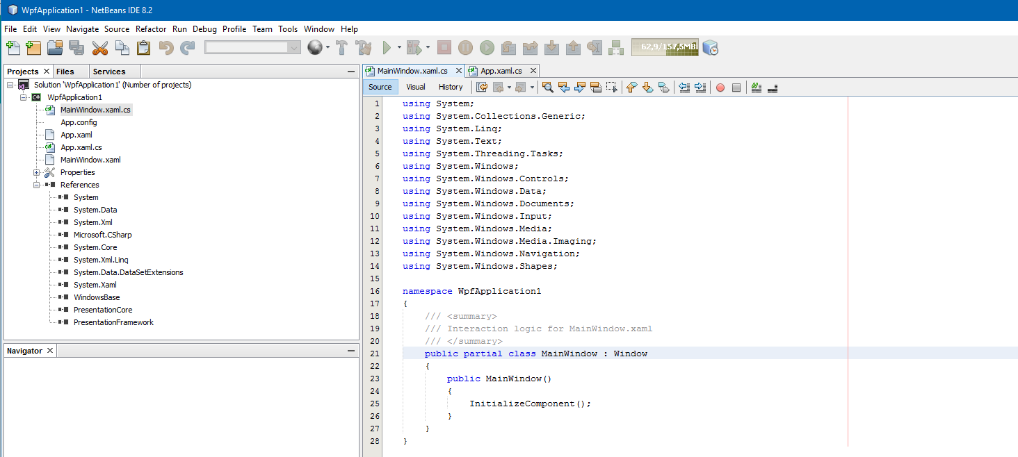 opened wpf project in netbeans