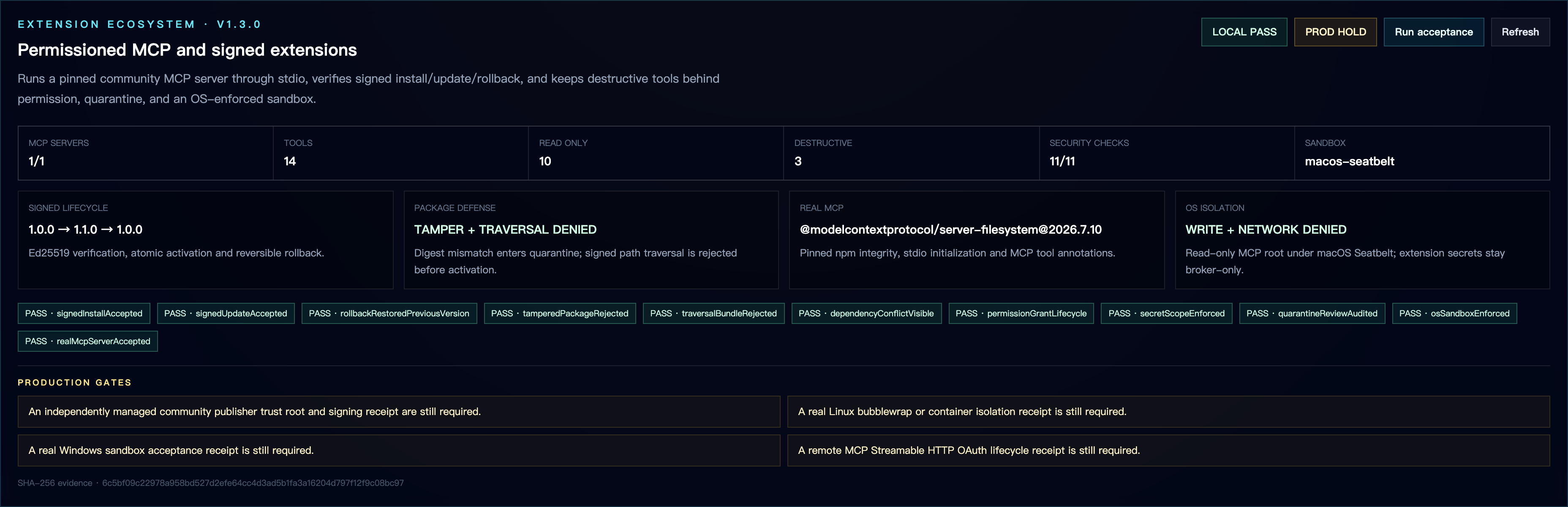 MCP and secure extension acceptance