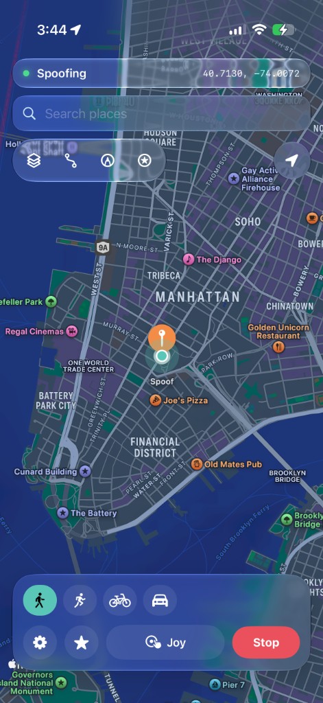 Locus map with spoof pin