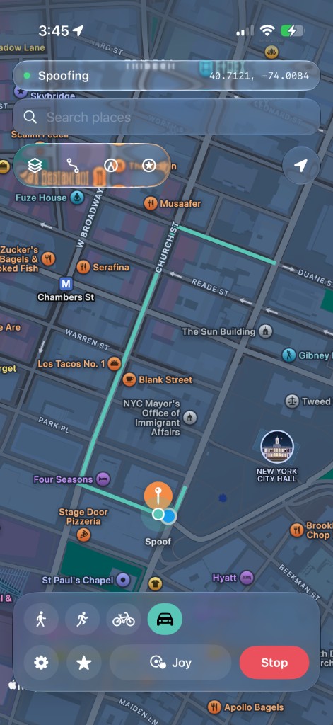 Locus route on map