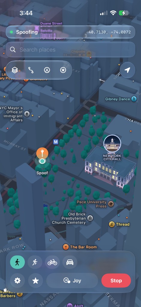 Locus spoofing in 3D