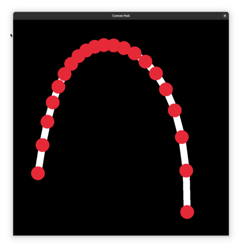 Screenshot of a convex hull and a bezier curve