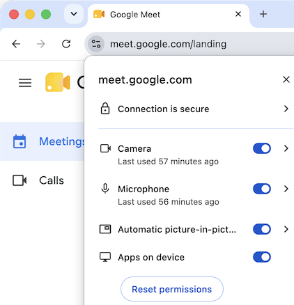 Permissions Screenshot