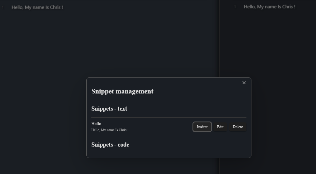 Insert snippet
