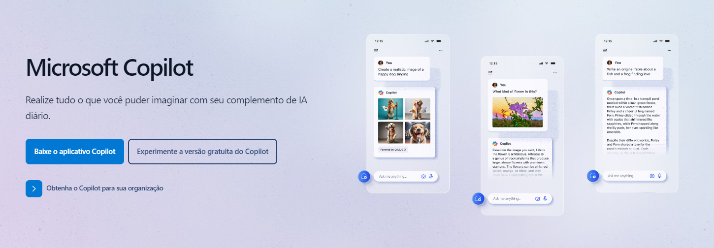 Imagem do site da Microsoft Copilot