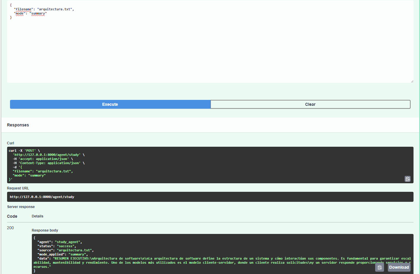Resultado del agente