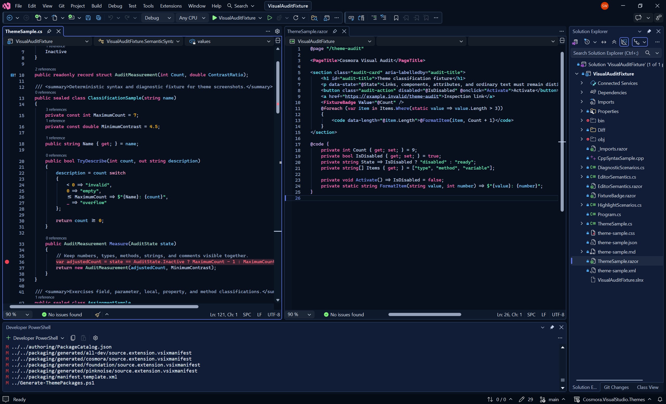 Cosmora Blueshift in Visual Studio 2026
