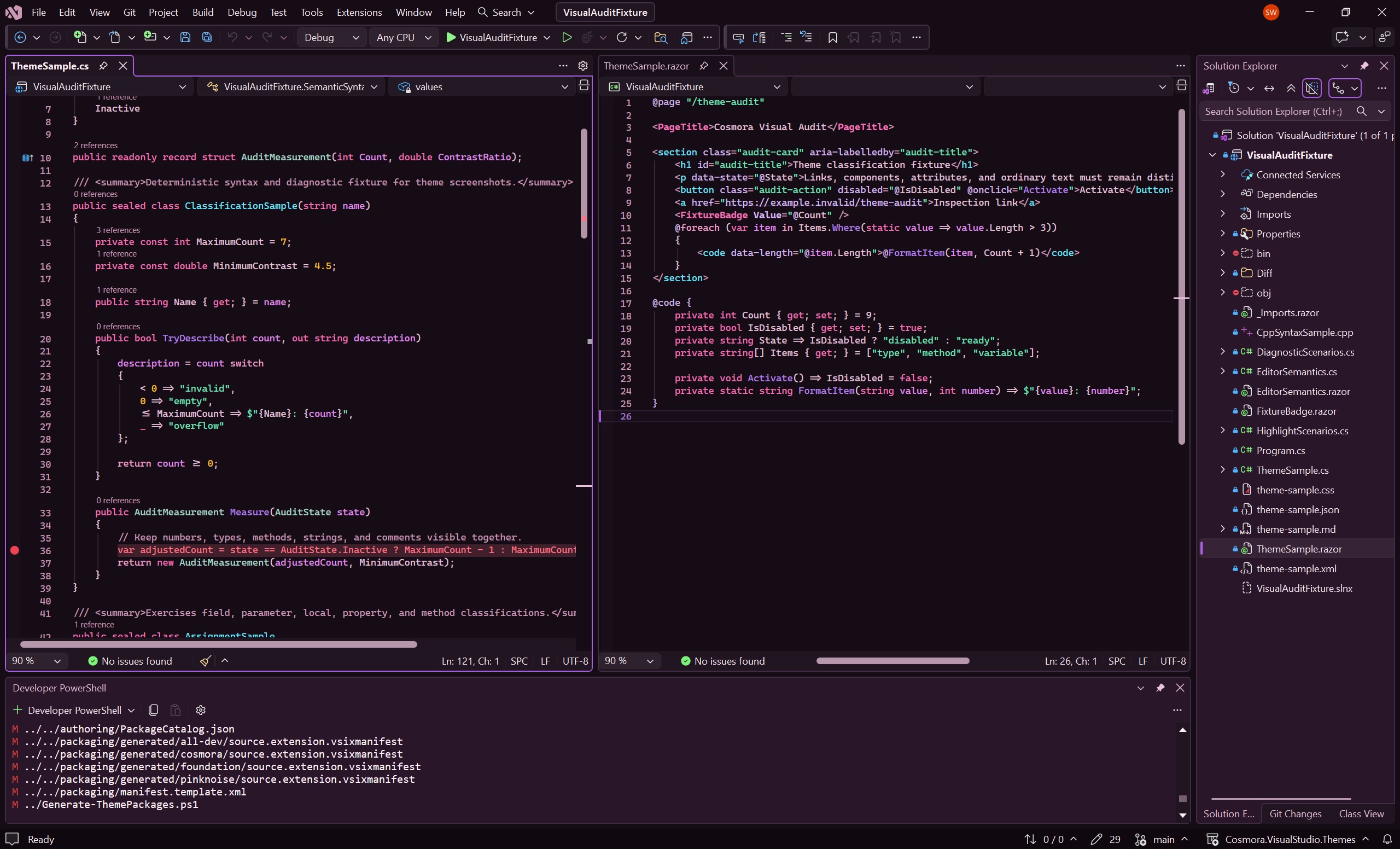 Cosmora Ultraviolet in Visual Studio 2026