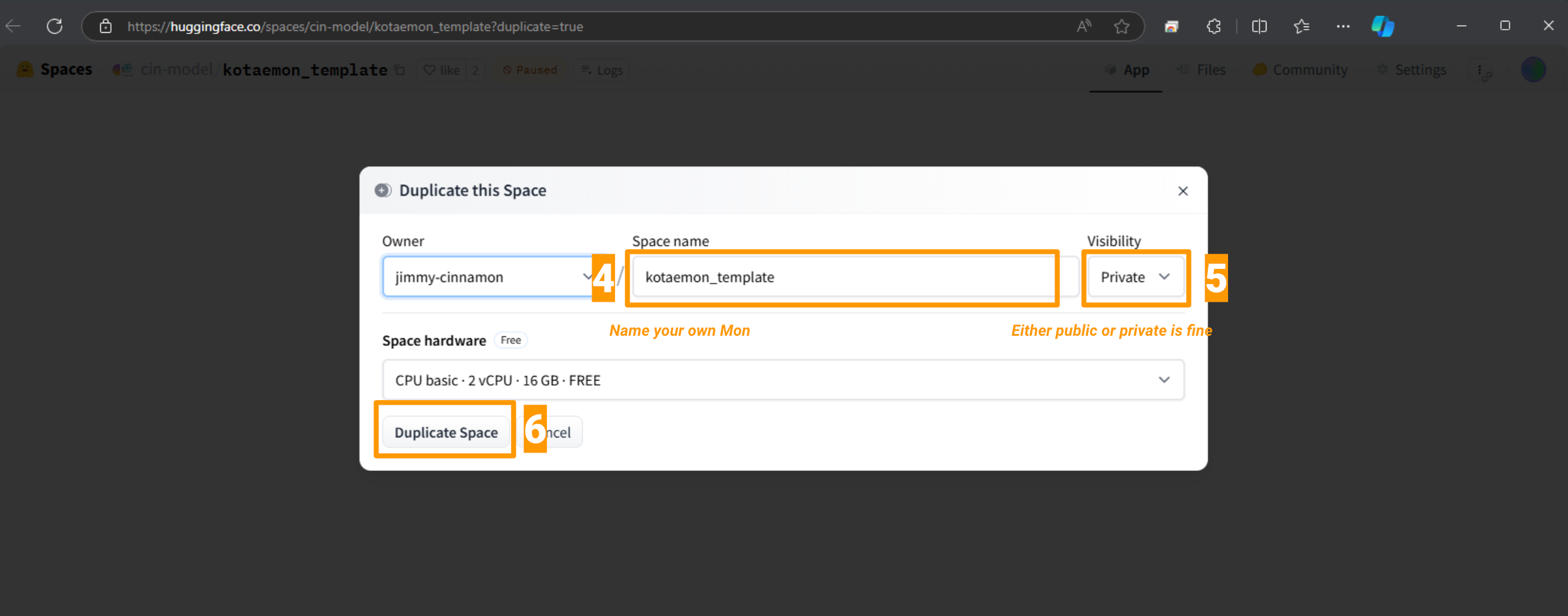 Change space params