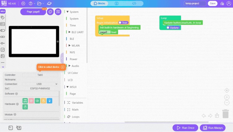 M5GFX Tab5 UiFlow2 sample program