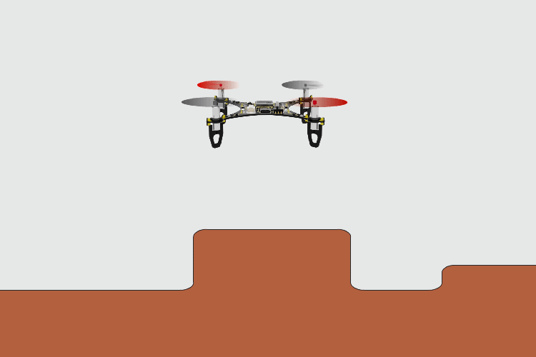 Ultrasonic sensor emitting sound waves for measuring ground distance in drone height hold system