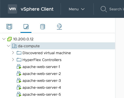 Virtual Machines screenshot of the vSphere client