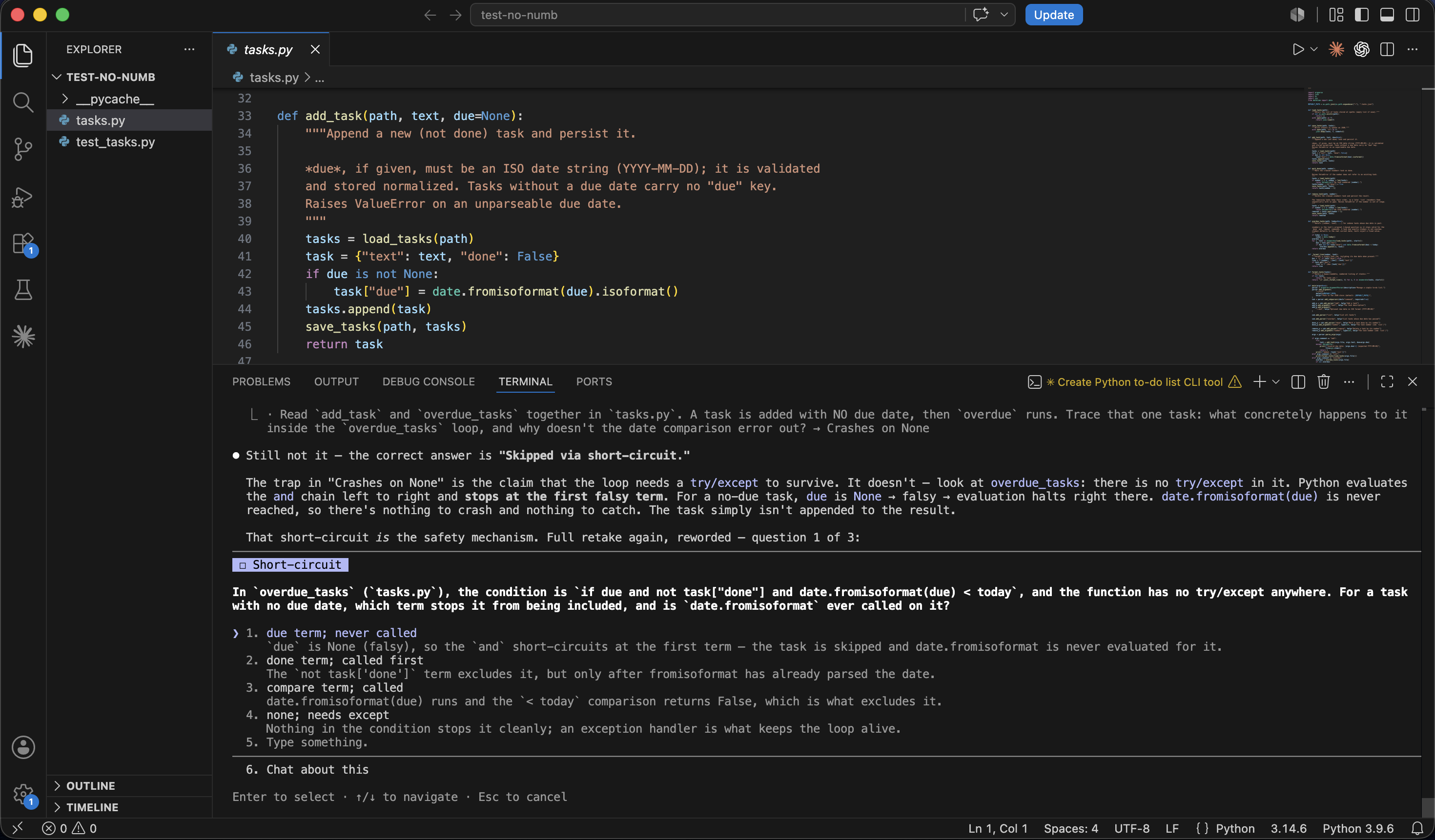 A No-Numb deep-depth question that requires reading the code