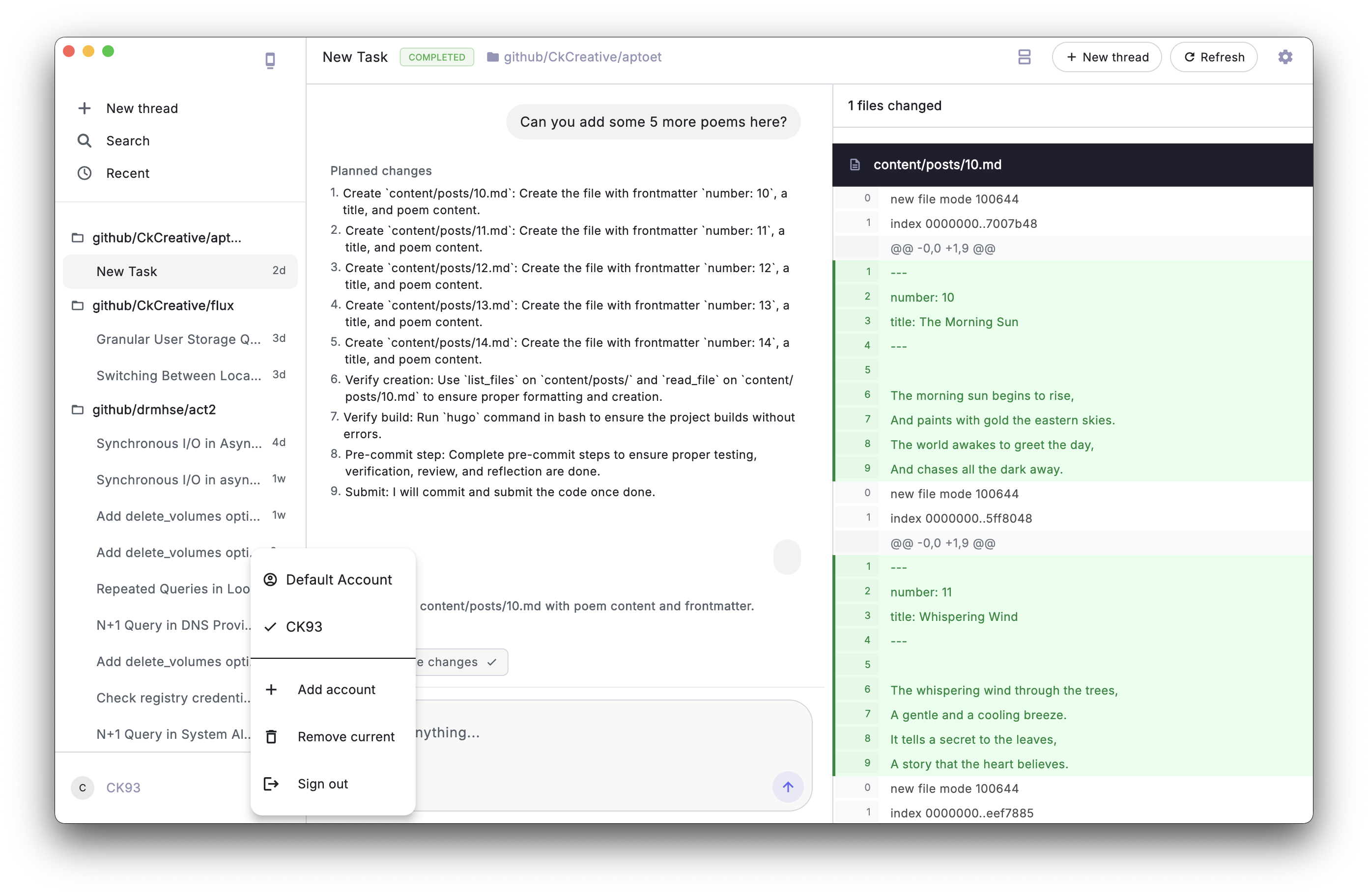 Jules Flutter client in light mode