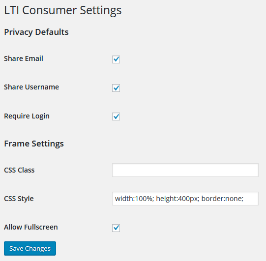 Settings Page