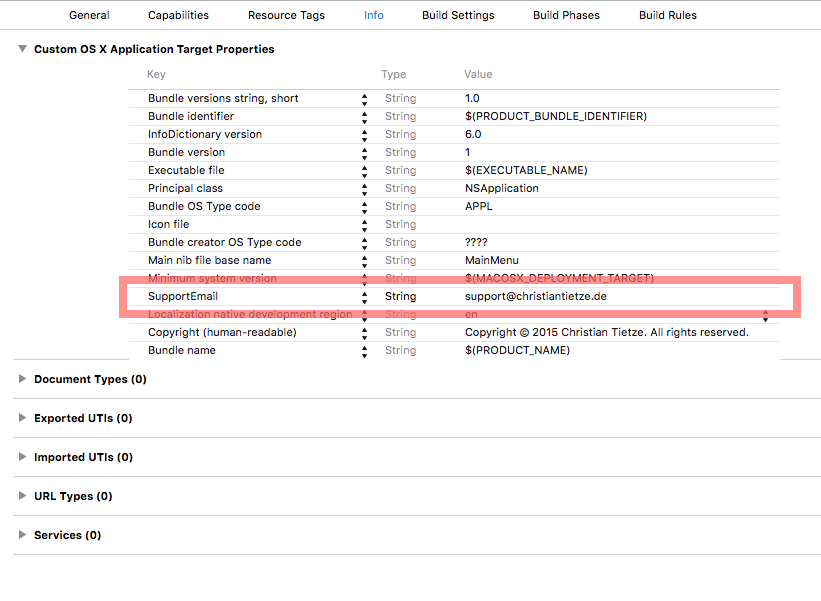 Info.plist setup