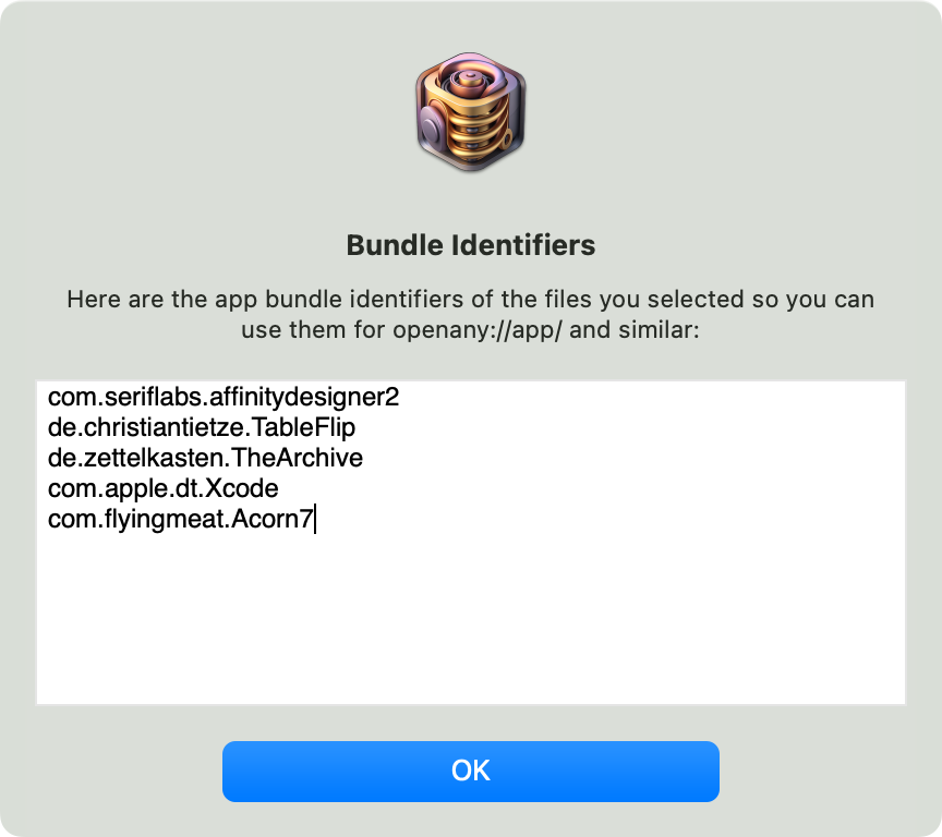 Screenshot of the Bundle ID extractor