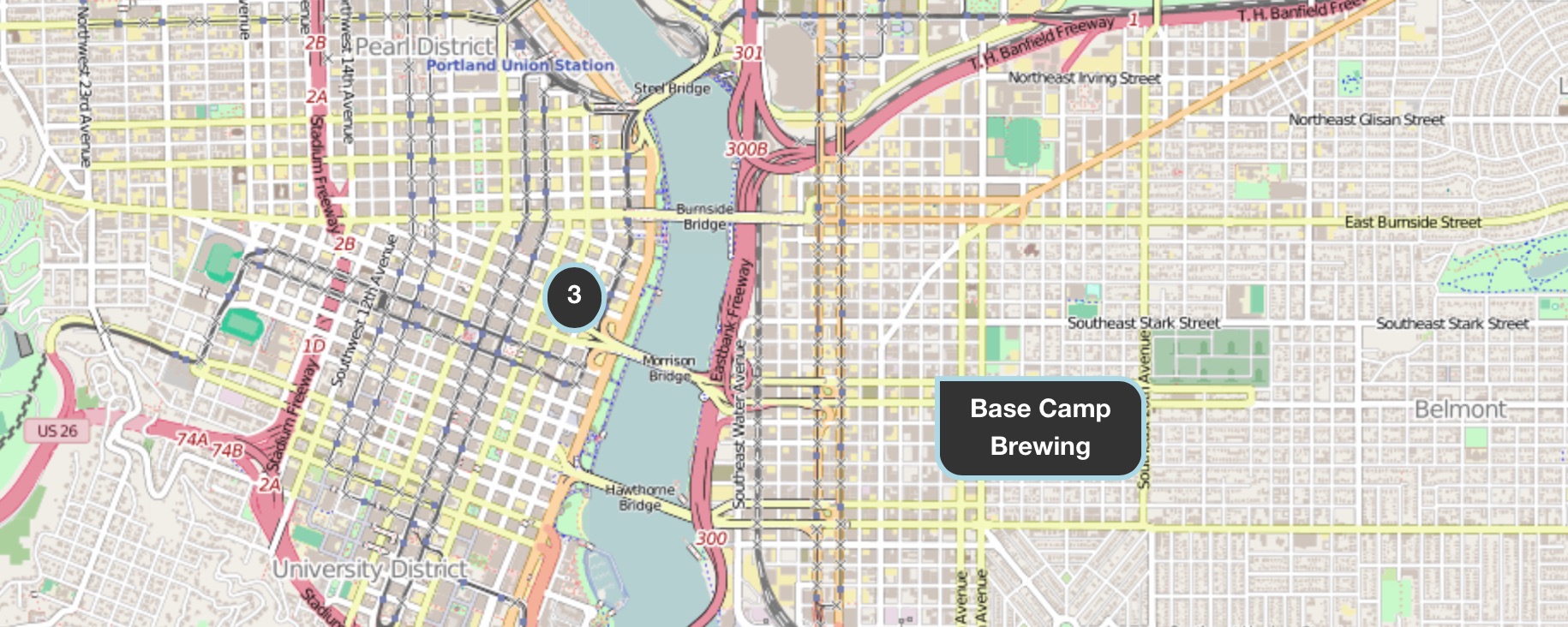 A screenshot of a cluster on a leaflet map