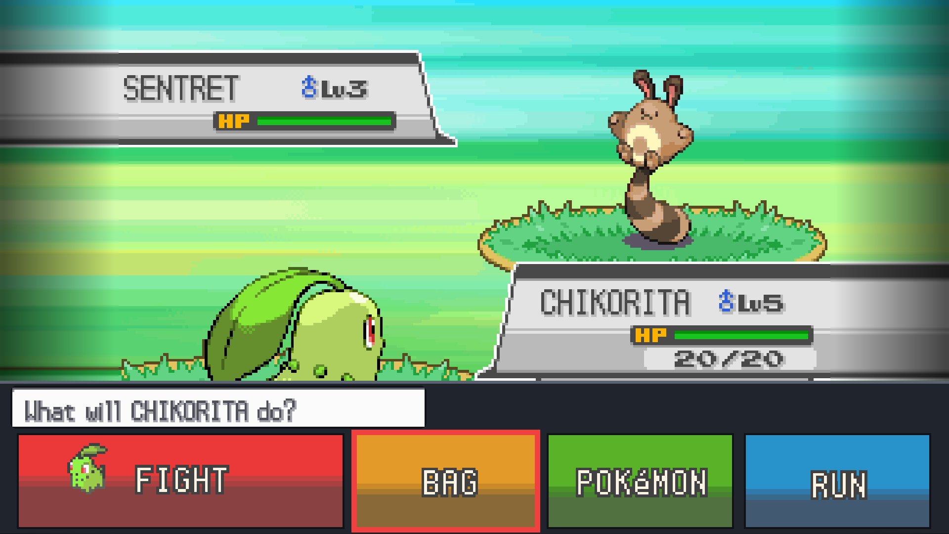 Batalha de Pokémon SoulSilver com comandos adaptados para tela única
