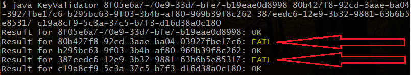 Valid keys test