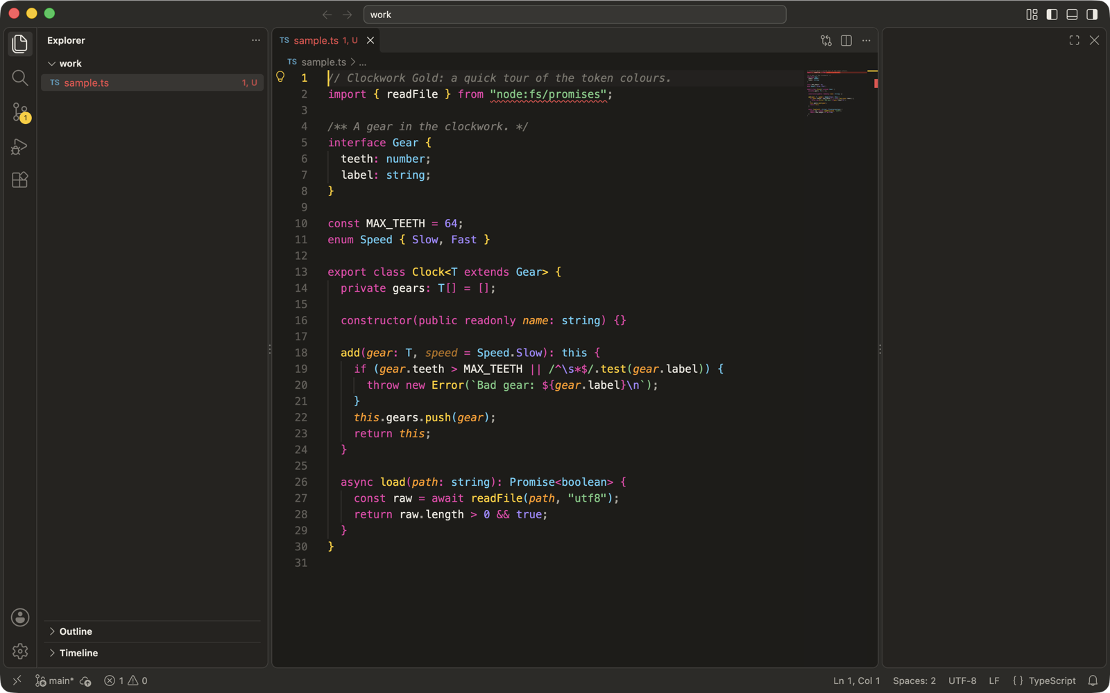 Clockwork Gold in VS Code