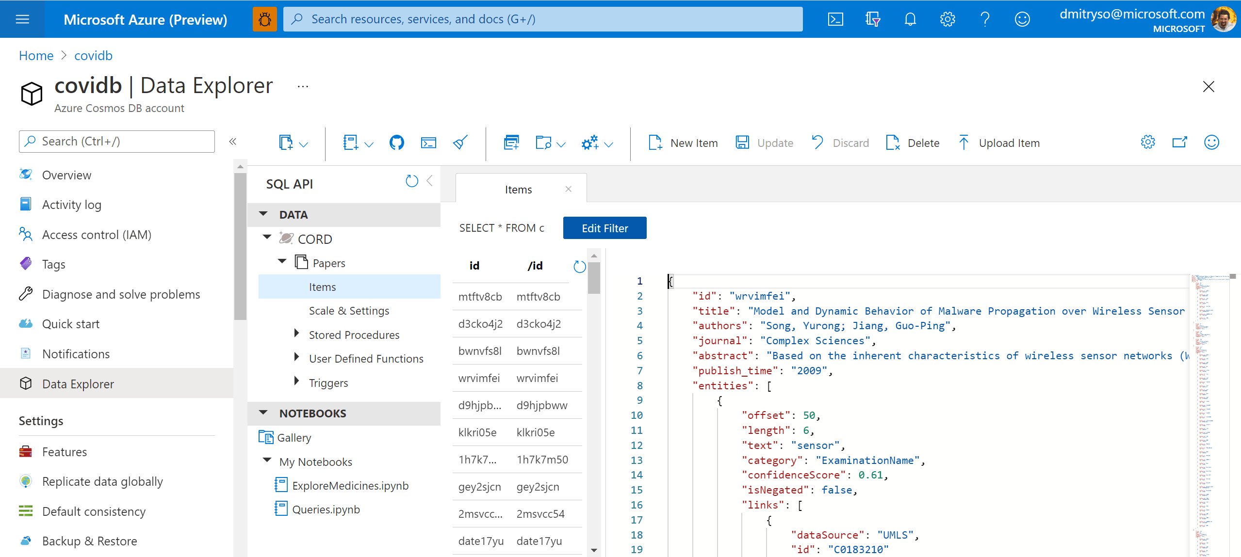 Cosmos DB Portal