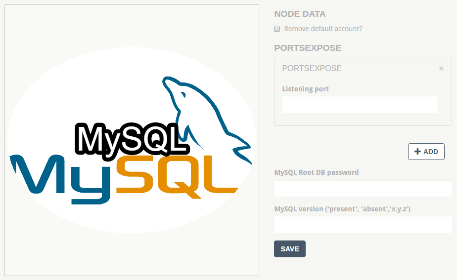 MySQL TOSCA IDE form