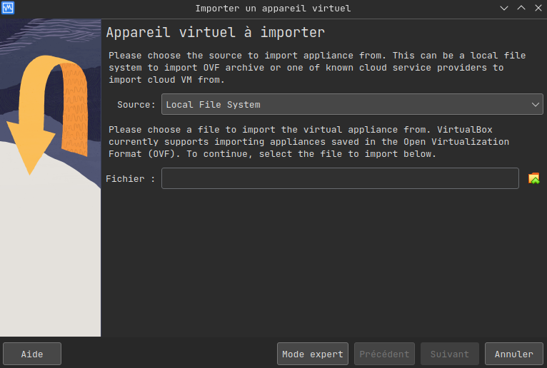 VirtualBox importation