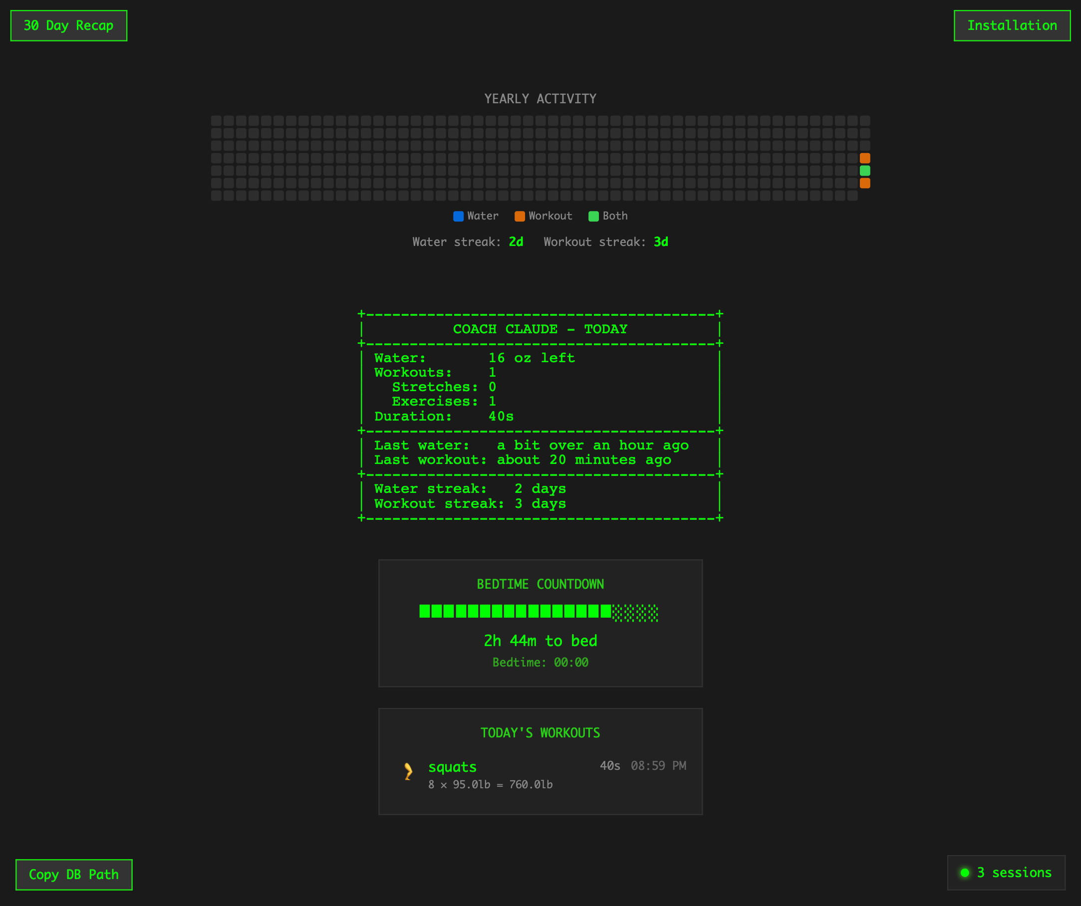 Coach Claude web dashboard