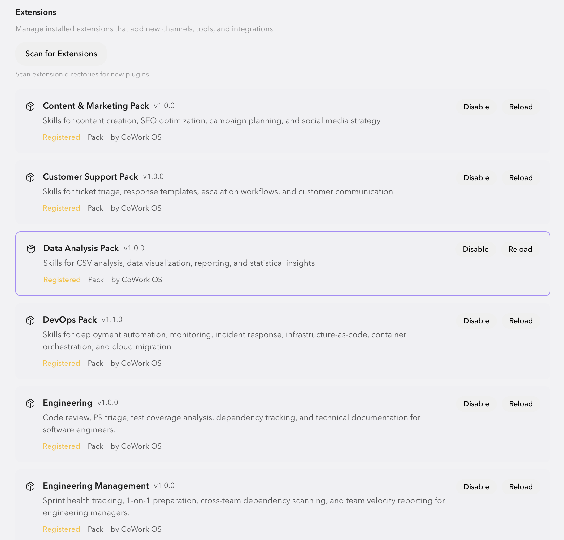 Extensions Manager