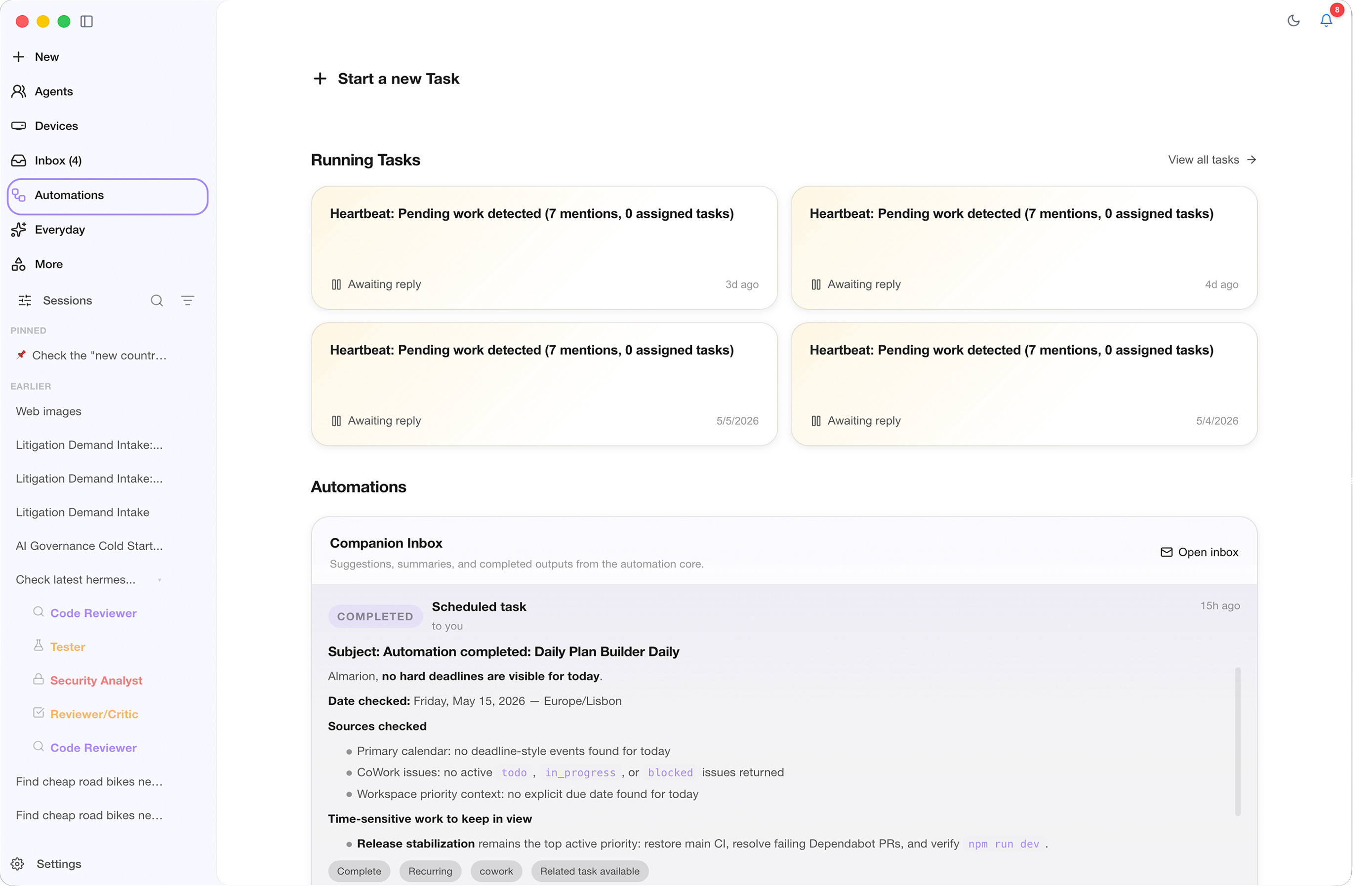 Automations dashboard