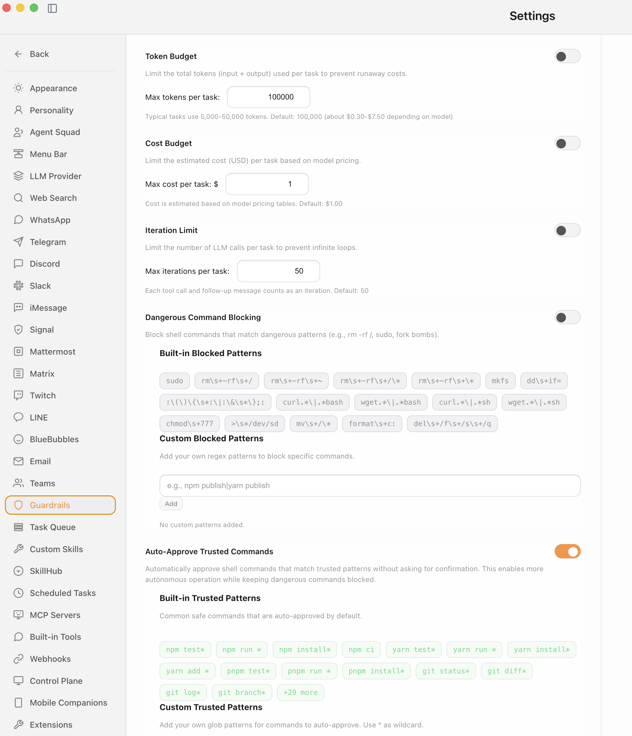 CoWork OS Security Settings