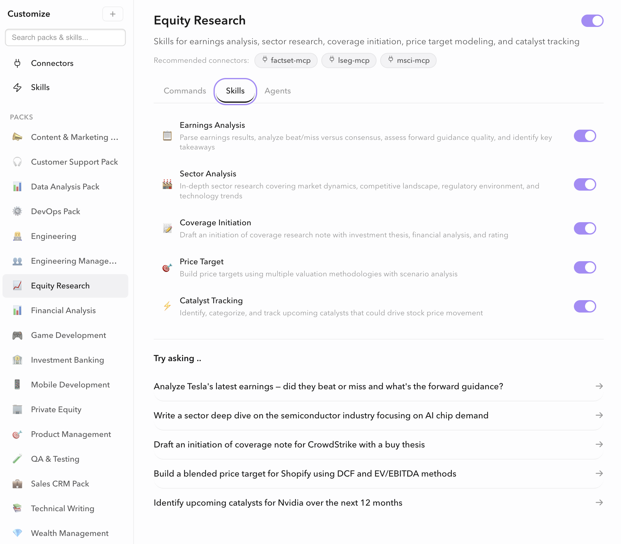 Customize Skill Packs