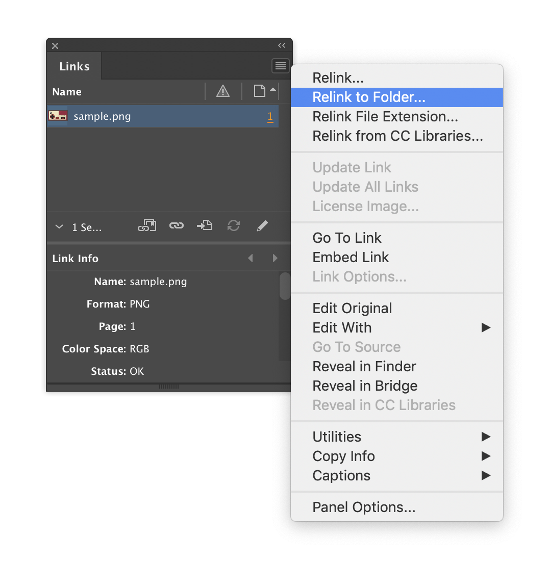 InDesign's Relink To Folder